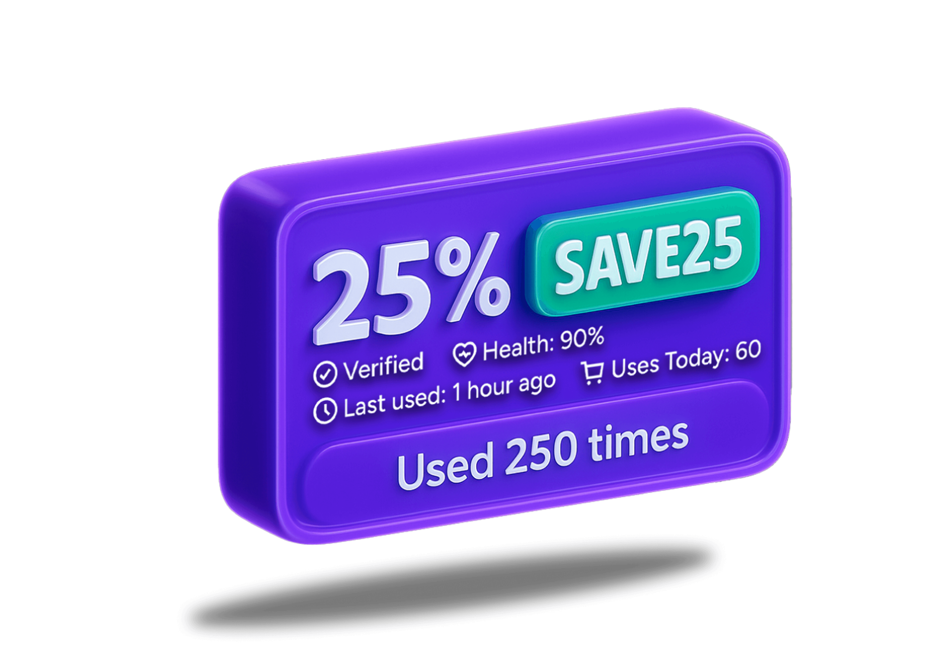 25% discount card showing SAVE25 code